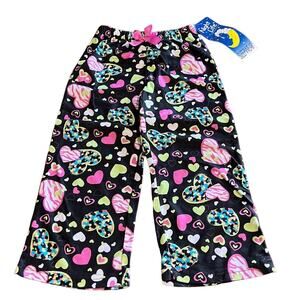 Night Life Girls XS 4/5 Black Heart Print Pajama Bottom Flannel Soft